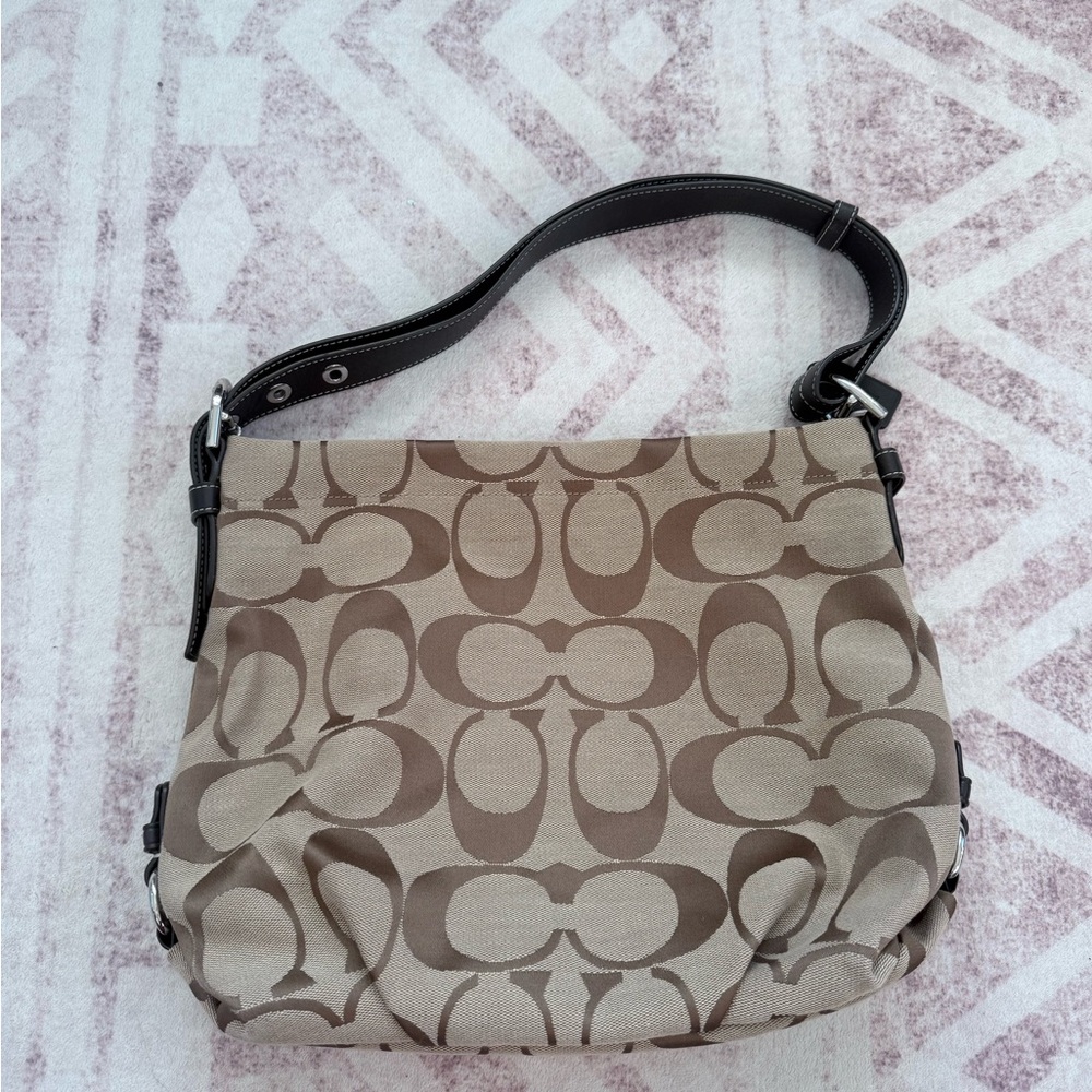 Coach Beige and Brown Shoulder Bag